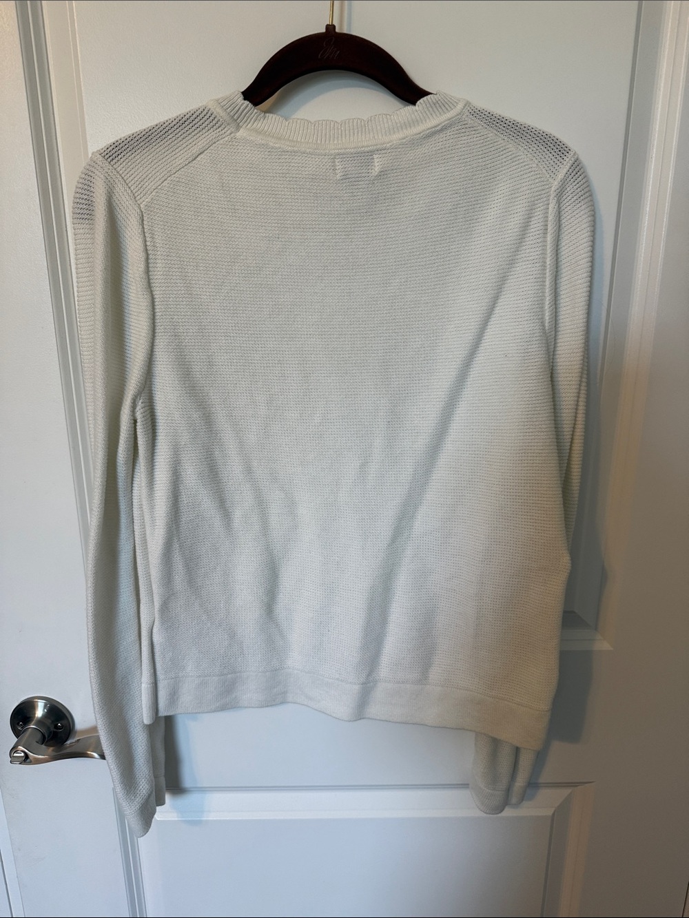 J.Crew Factory Waffle Knit Crewneck Tops Bundle 2 Medium Cream Oatmeal - Picture 4 of 6
